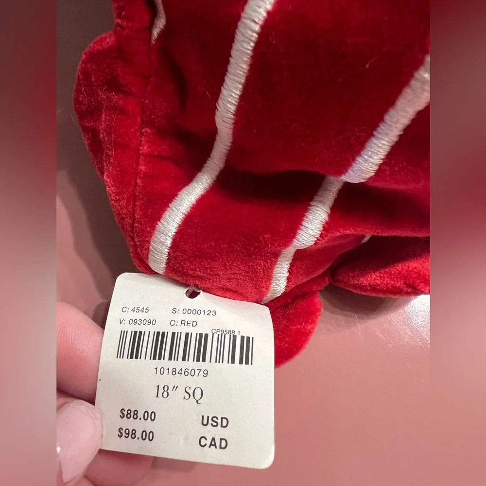 Anthropologie Cotton Velvet Striped Pillow